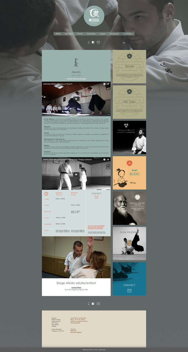 Page de présentation de l'Aïkido du site internet du Misogi dojo